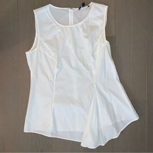 Banana Republic White Cotton Asymmetrical Sleeveless Blouse